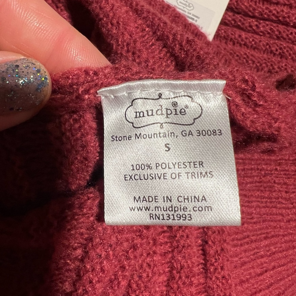 Mud Pie Ruffle Shoulder Raspberry Pink Sweater - Picture 4 of 7